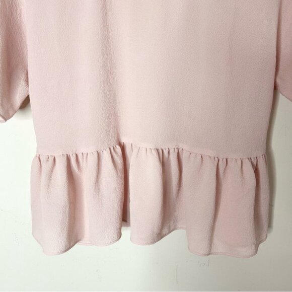 ARITZIA Wilfred Macee Blouse Top Cropped Peplum Short Sleeve Pale Pink XXS - Picture 6 of 16